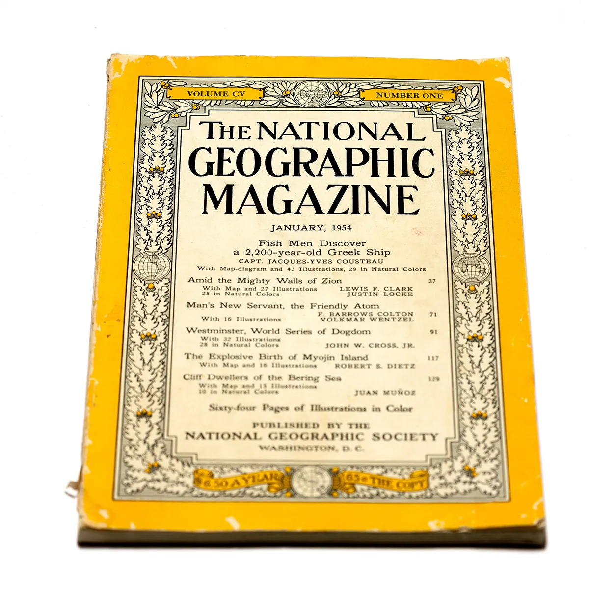 Classic National Geographic Magazine Yellow border - 10" x 7"