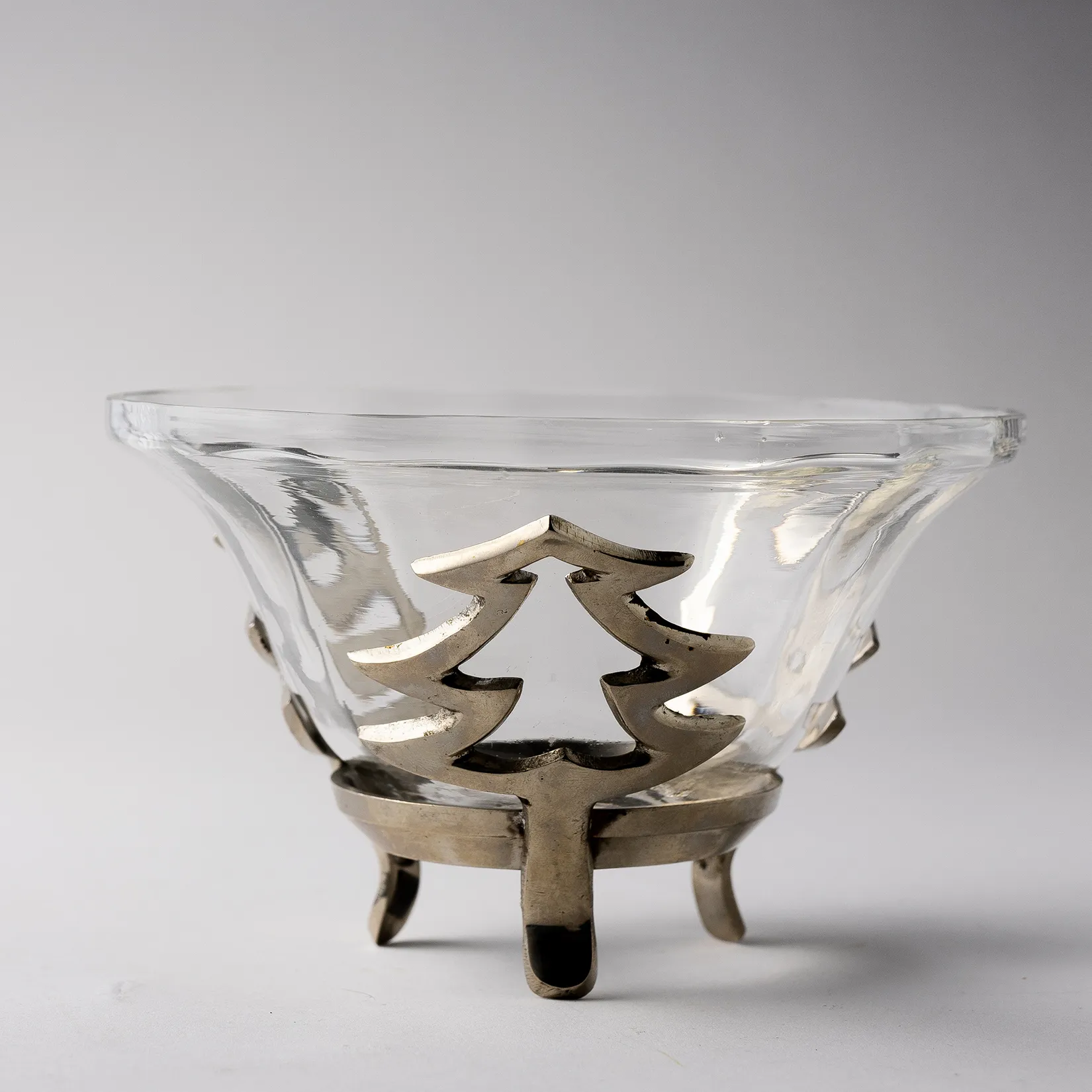 Pewter Christmas Tree with Glass Bowl - 4" x 6.5"