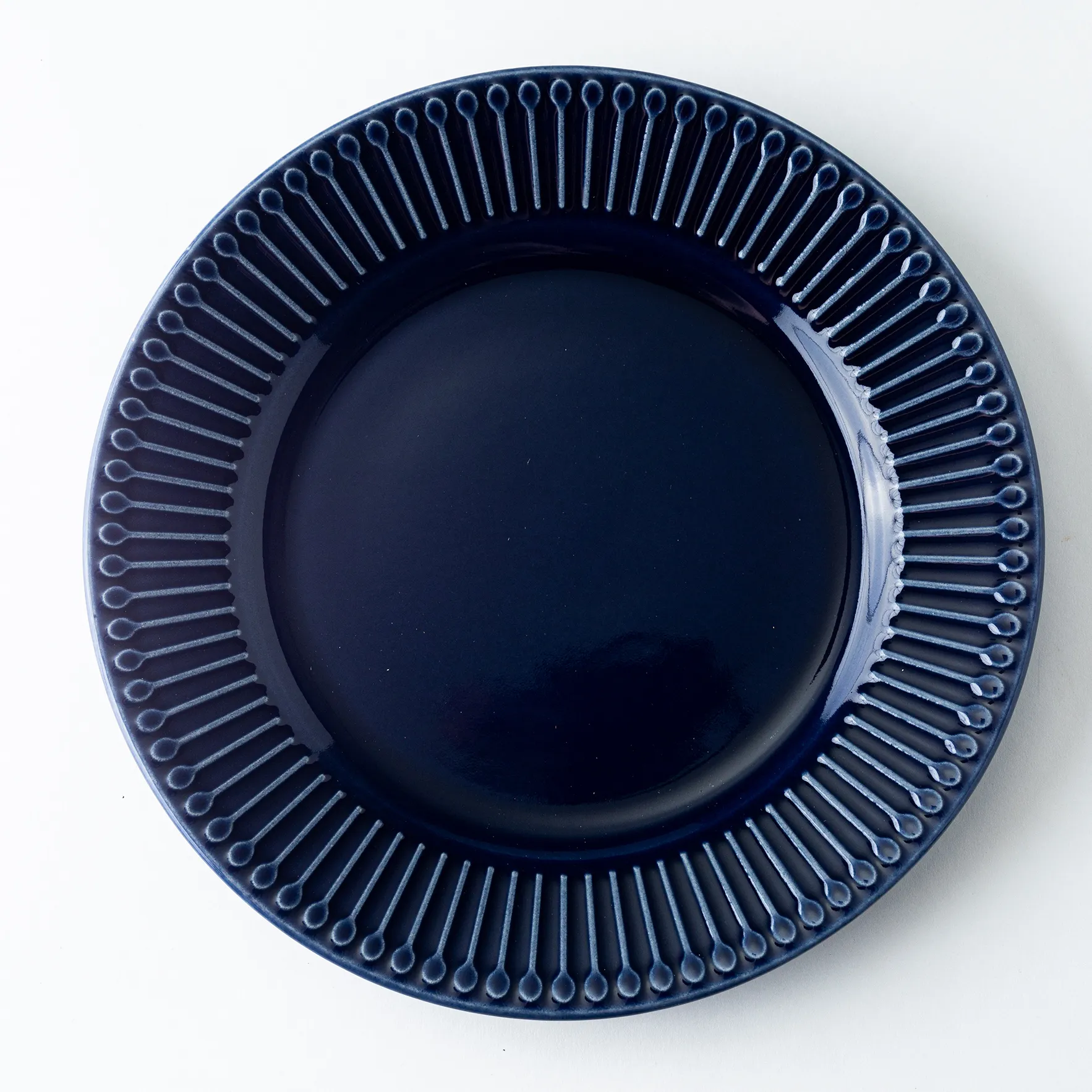 Set - x4 Navy Blue Salad Plate with textures pattern around edge - 1"x 8.75"