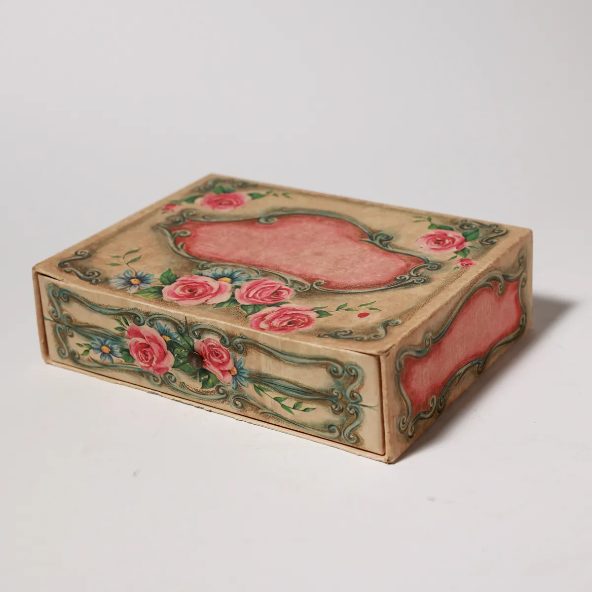 Victorian Floral Rose Hand-Painted Decorative Drawer Box