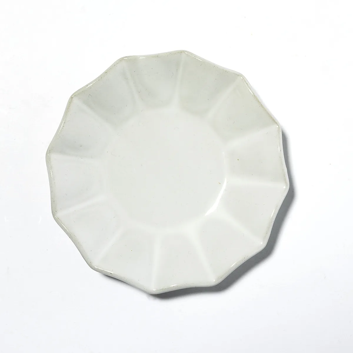 Tiny White Ruffled Edge Ceramic Dish / Plate