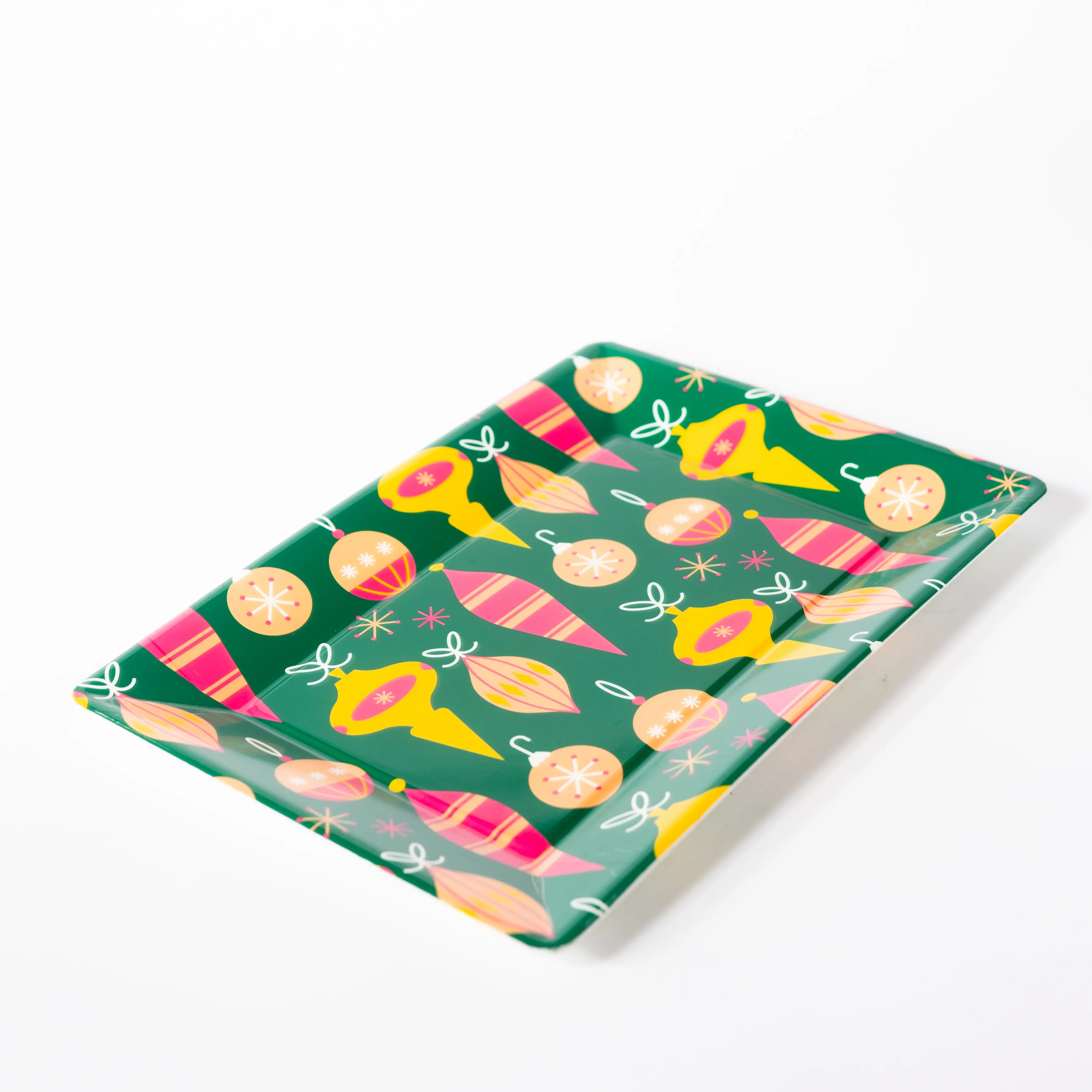 Christmas decorated plastic platter - 15" x 10"