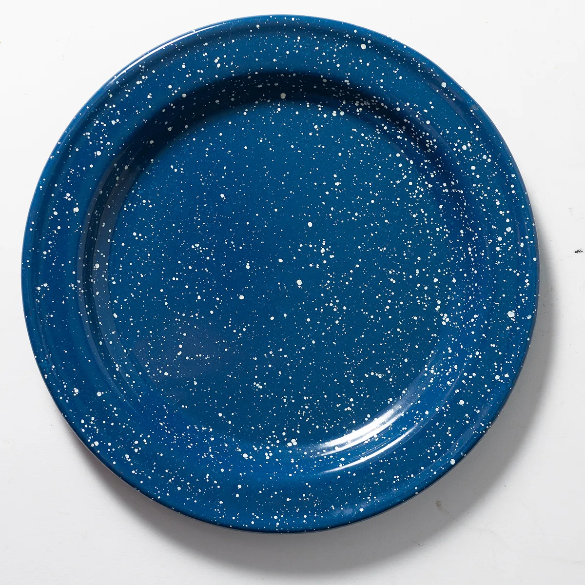 Blue Enamel Ware with White specs, dots, splatter traditional
