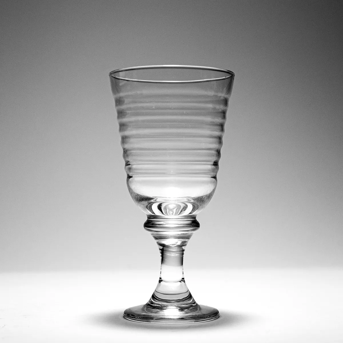 Libbey Sirrus Clear Wine Goblets Ribbed Horizontal Band fluted