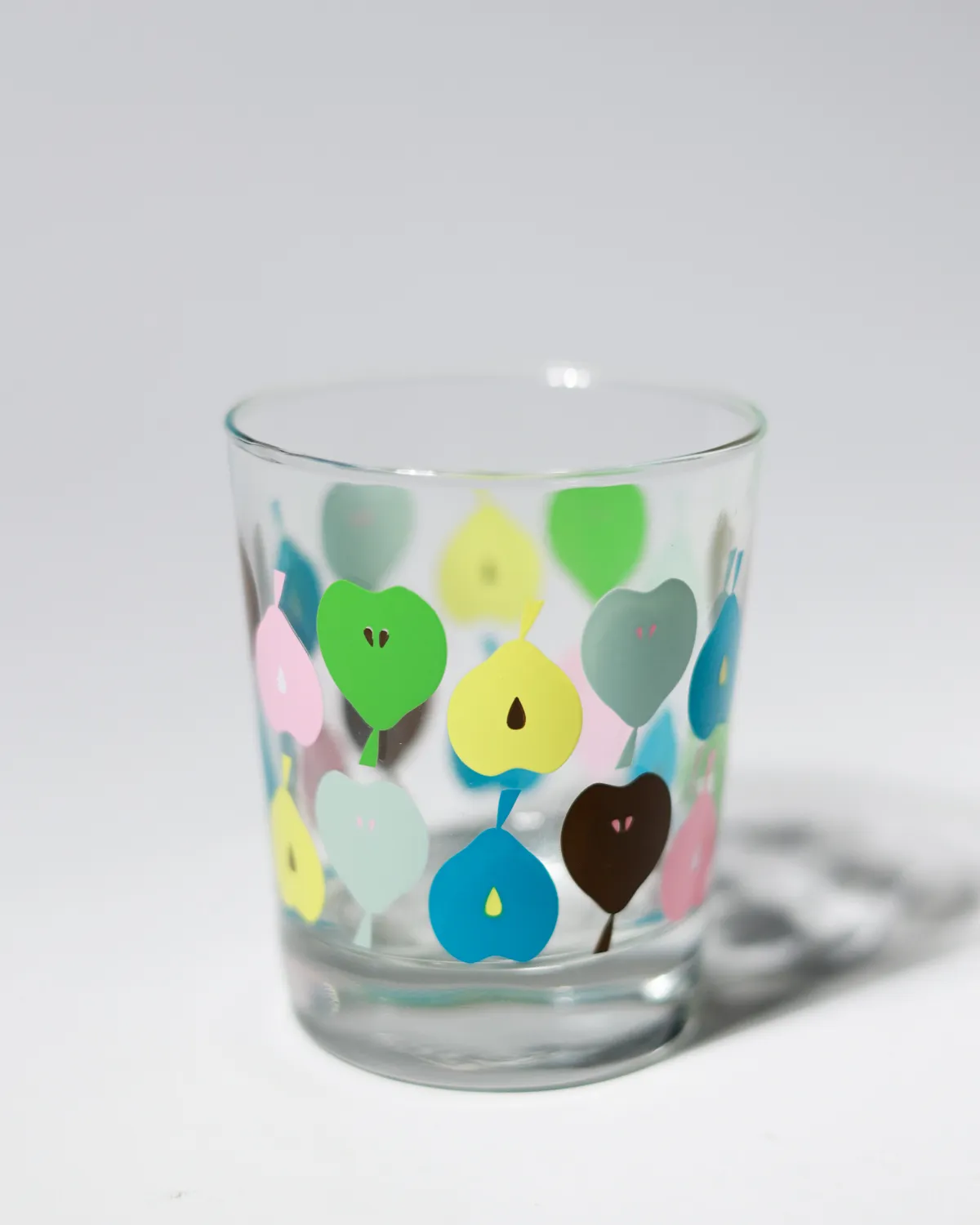 Colorful Pear Print Clear Glass Novelty Tumbler