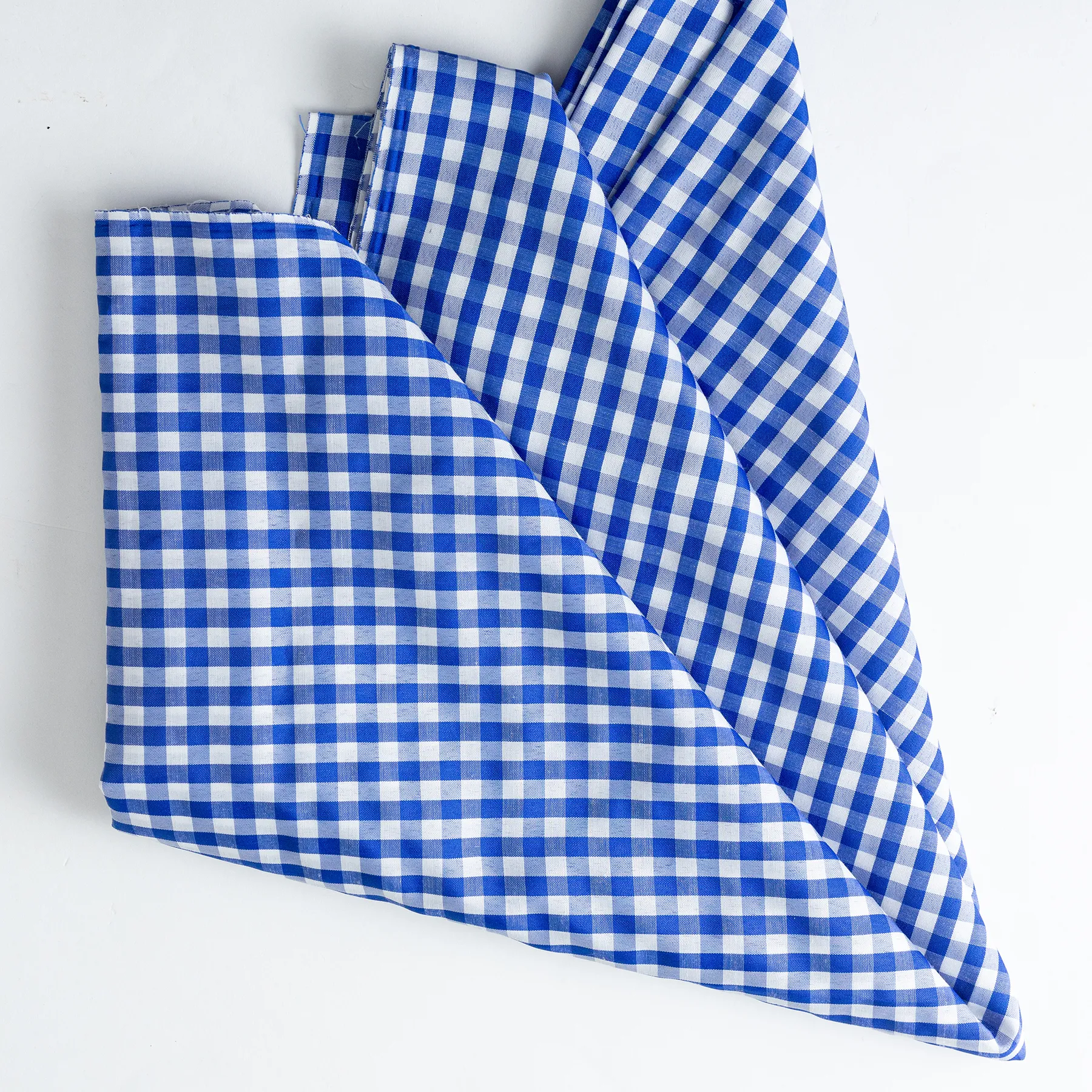 Blue Checkered Unhemmed Fabric 7' x 3.75'