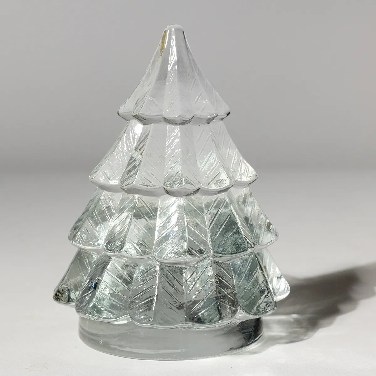 Vintage clear glass Holiday Christmas tree tea light candle holder