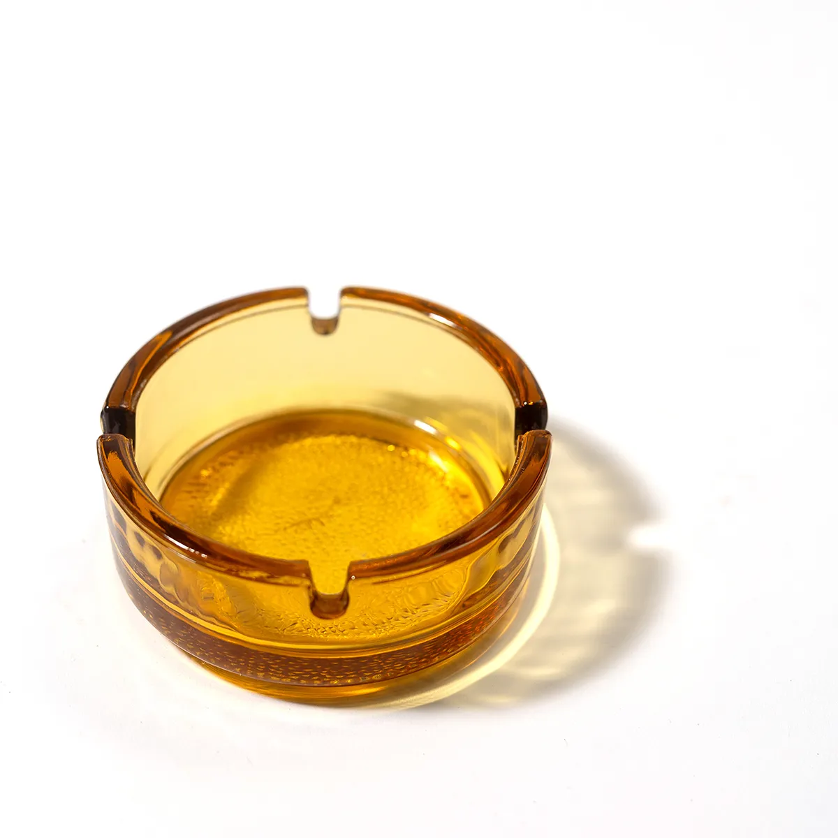 Vintage Simple Amber Yellow Ashtray - 4" x 1.5"