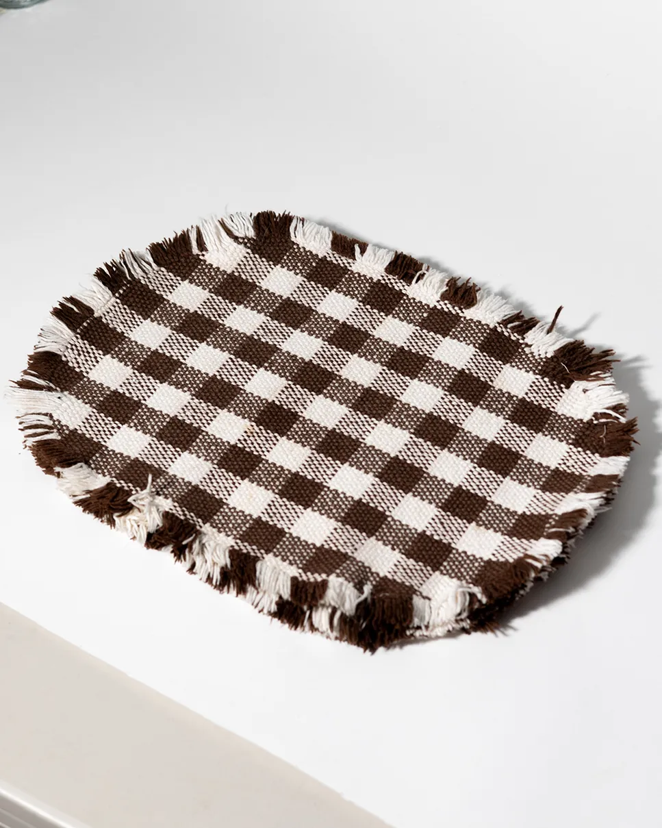 Brown and White Checkered Placemats