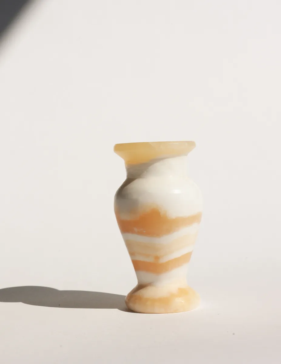 Egyptian Alabaster Vase White Honey Color Heavy Stone
