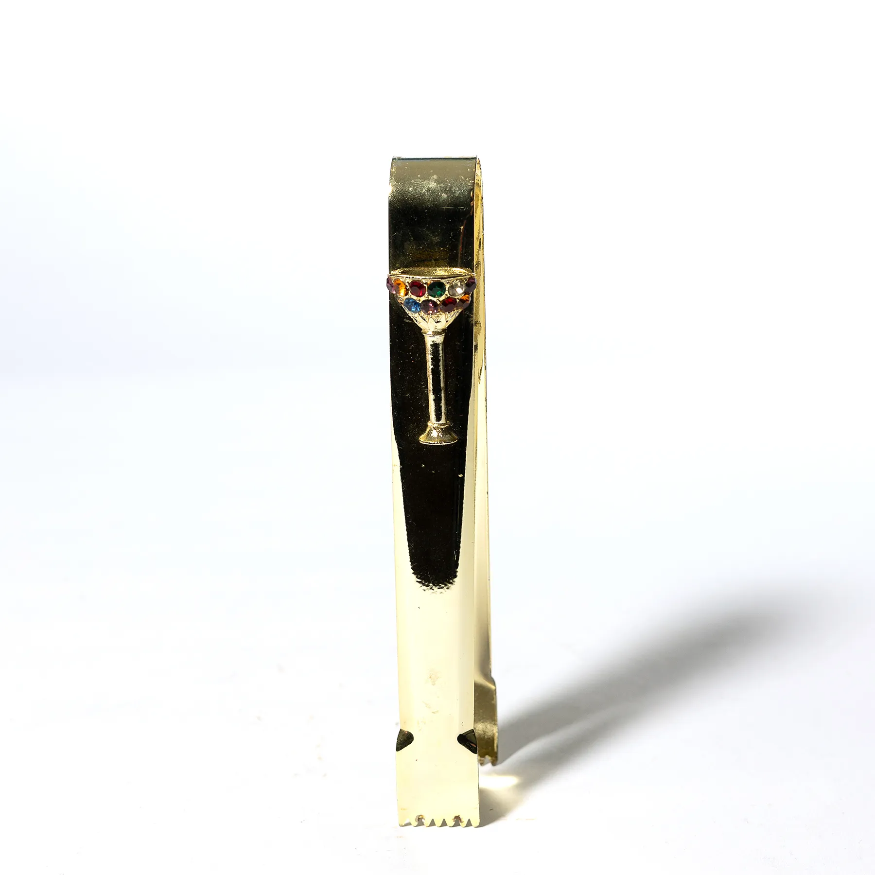 Gold Ice Tongs with a Jeweled Cup on the Side - 6.75"