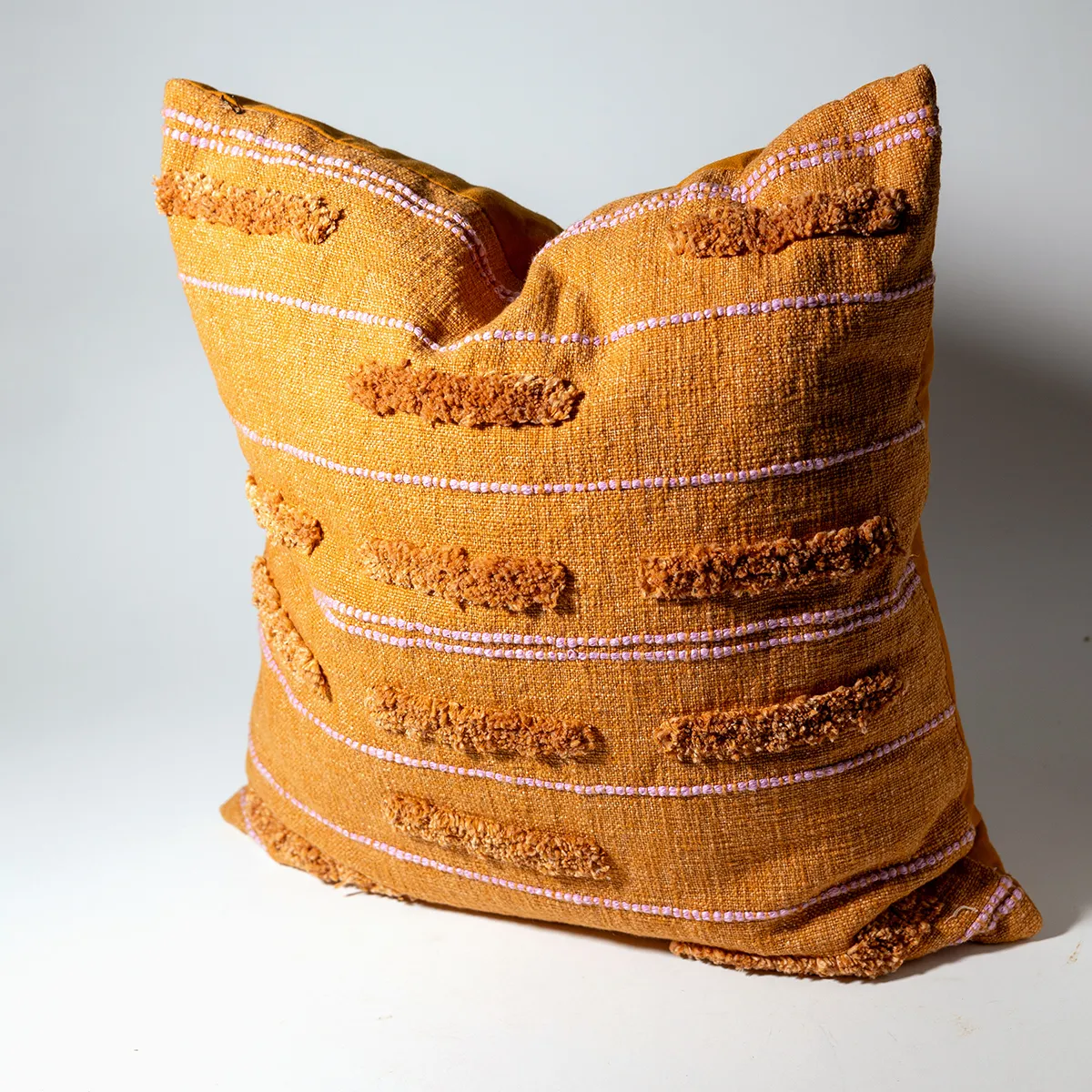 Pillow: Orange with Pink Stripes Heavy Woven Extra Large Pillow