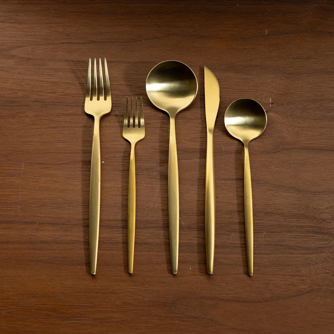 Modern Gold 5 piece flatware set