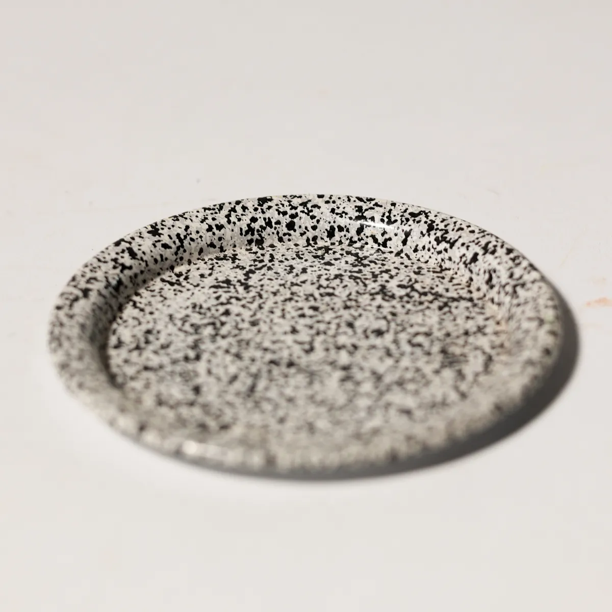 Vintage Black White Speckled Enamelware Splatter coaster