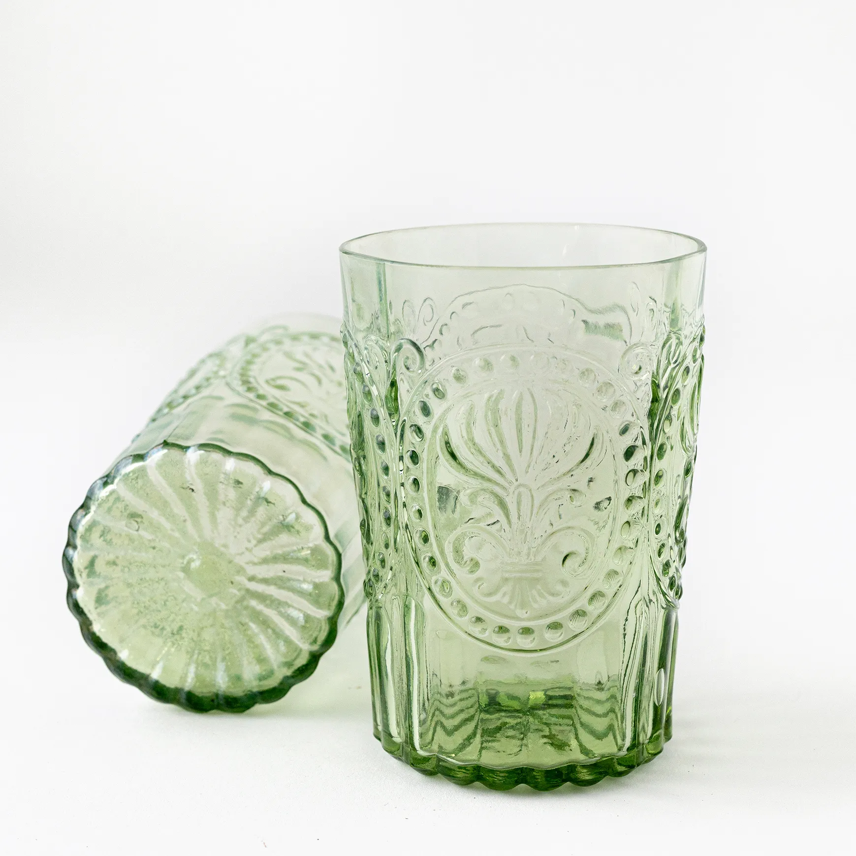 Light Jewel Toned Scalloped Bottom Tumblers - 		