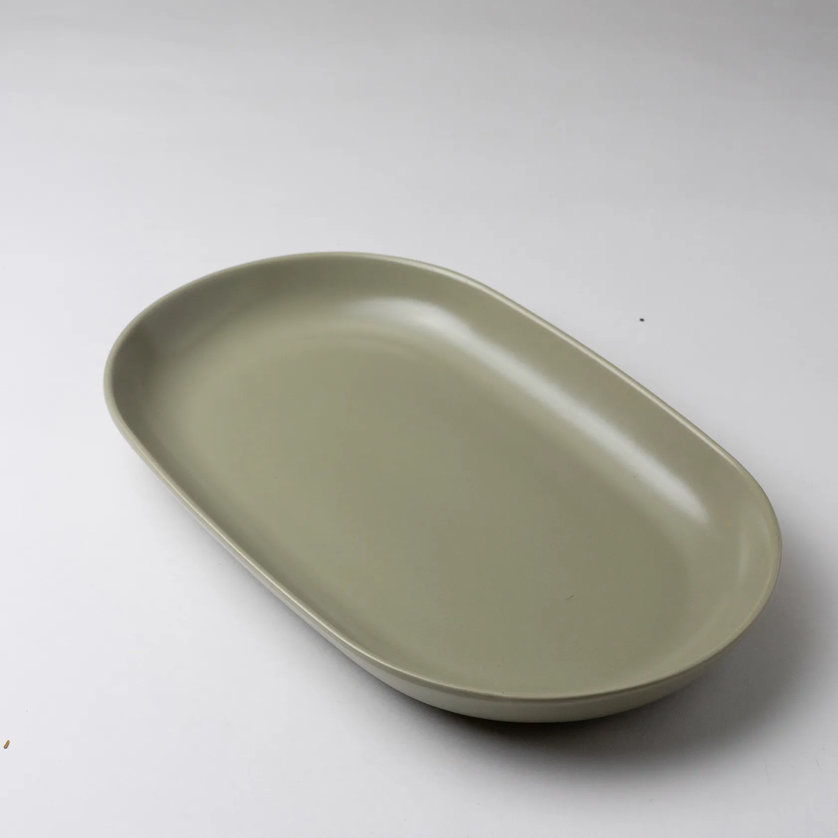 Oval Matte Green Serving Platter -  1.5" x 14.5"