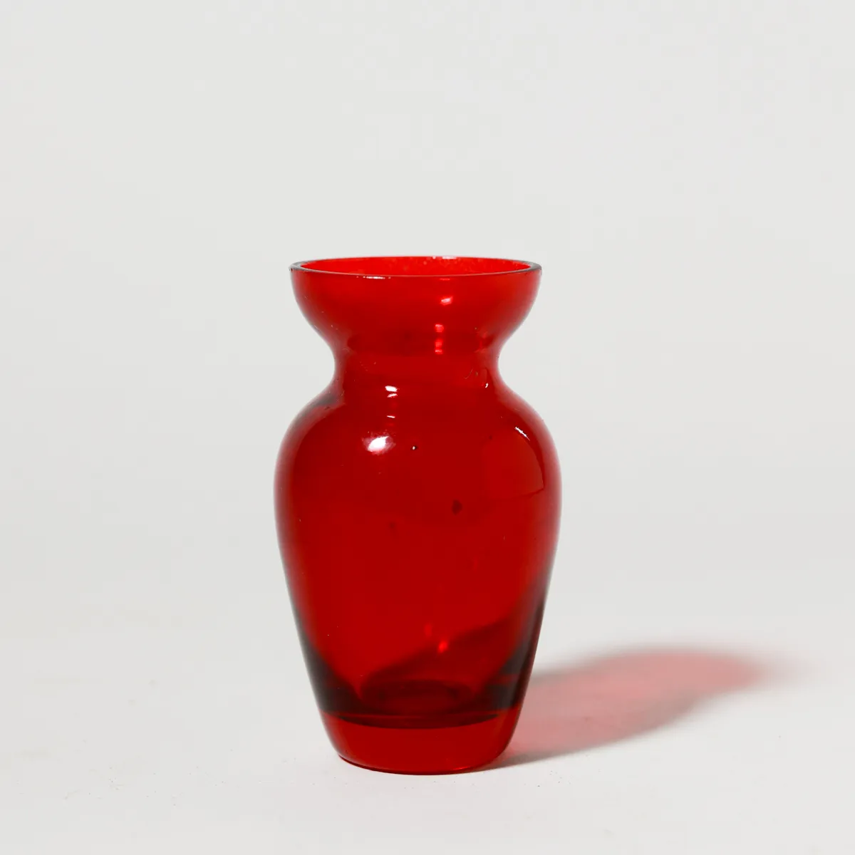 Mini Ruby Red Blown Glass Bud Vase Midcentury Decorative