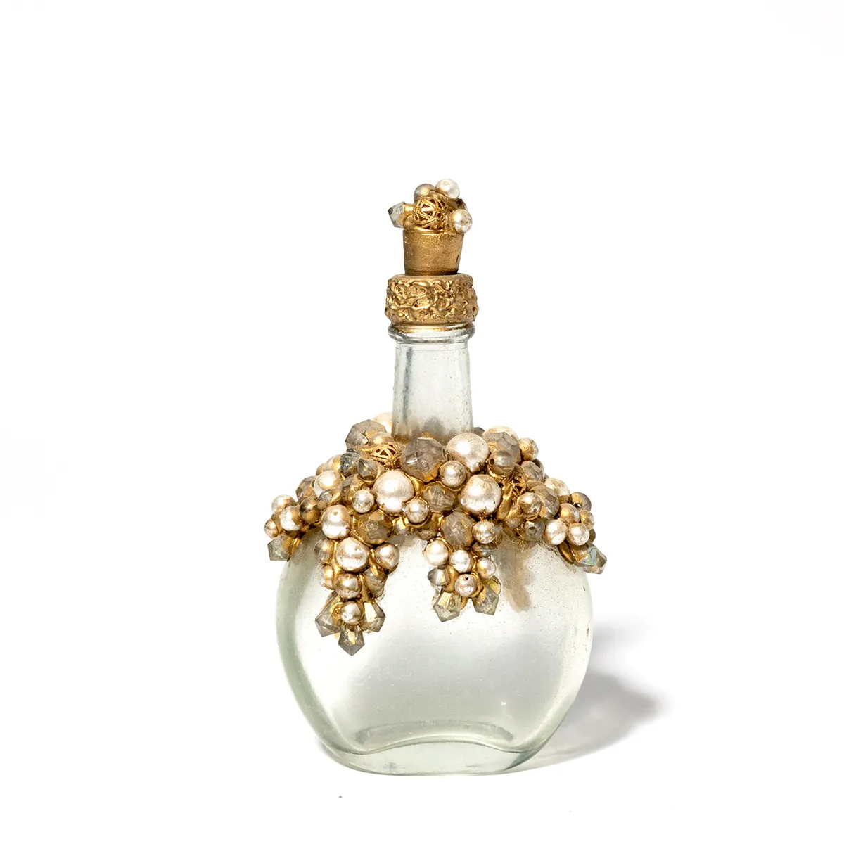 Glass Perfume Bottle Handmade decor bottle Vintage decoupage