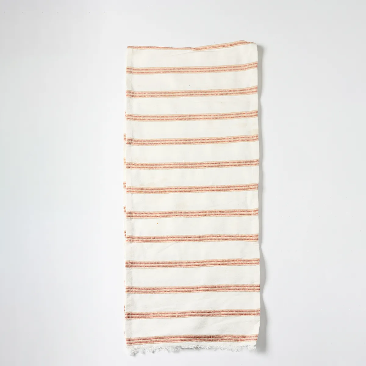 Narrow Cotton off with with strips of alternating light and dark pink 