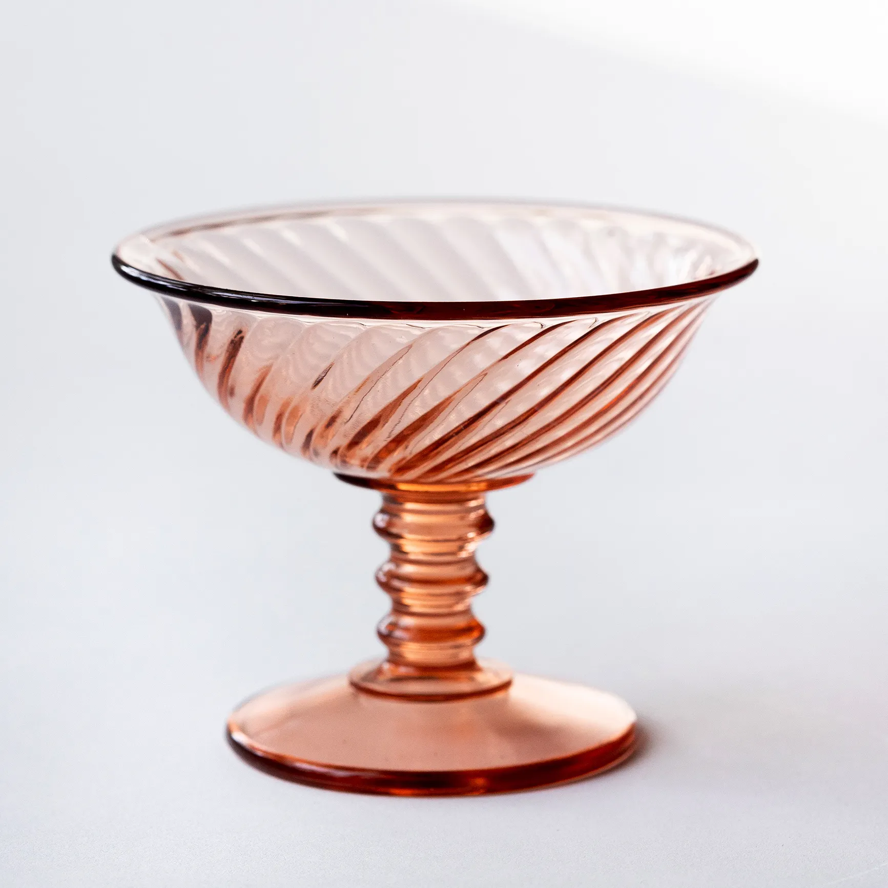 Pink Stemmed Swirl Dessert Bowl - 4" x 4.5"