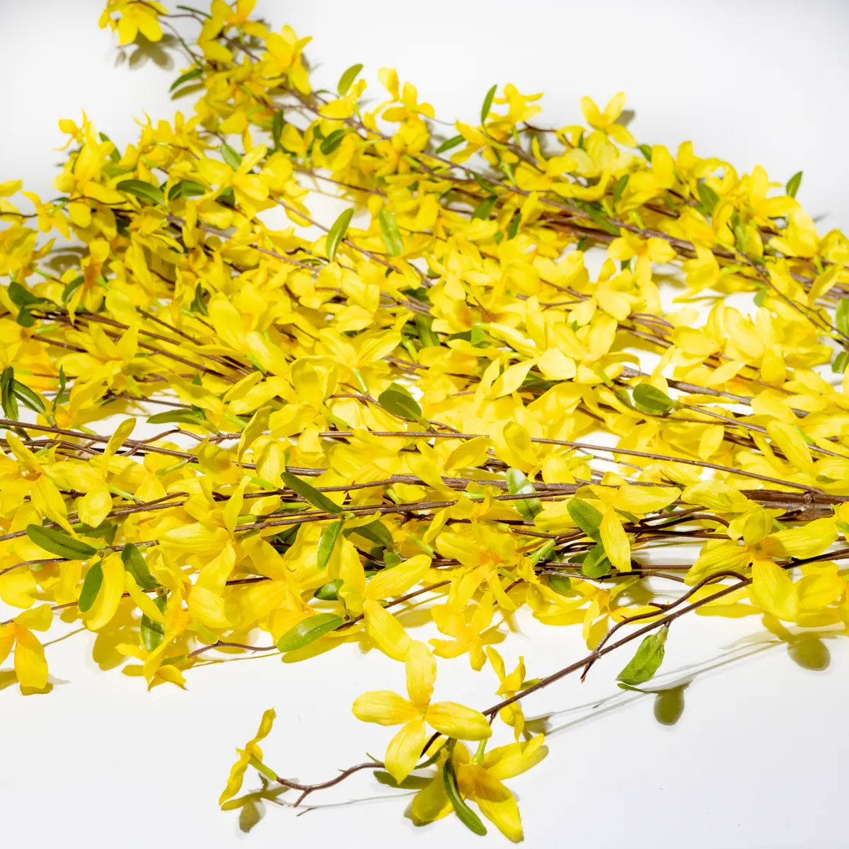 Fake Forsythia Branches, Faux Orchids Flowers Silk Yellow Long Stem Flowers