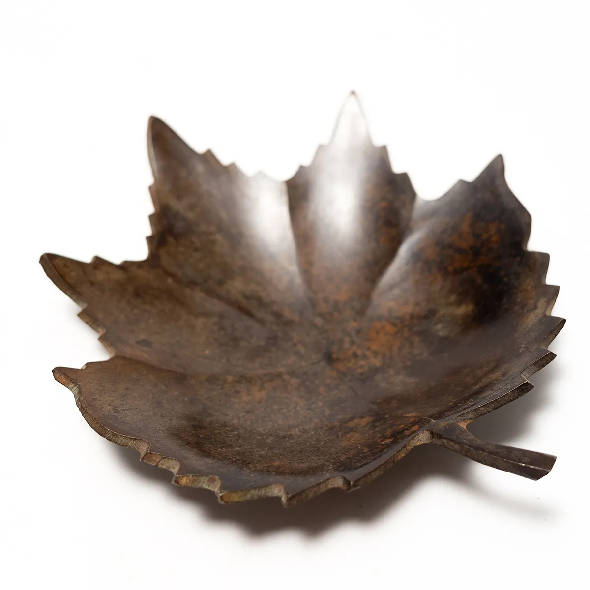Metal Maple Leaf Trinket Candy Dish Copper Brown Color Harvest Fall Decor India Seasonal, Thanksgiving, Christmas