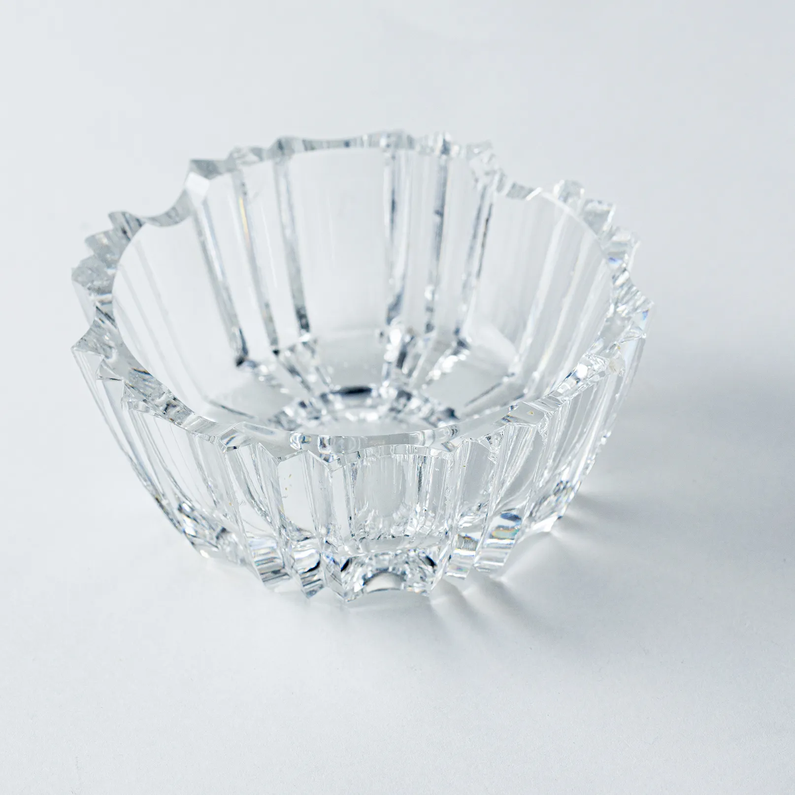 Ribbed Crystal Ashtray   2.25" x 5.5" 