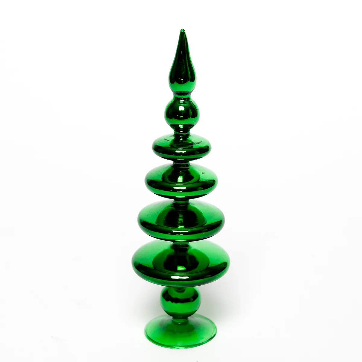Modern Green Glass Christmas Tree Figurine 