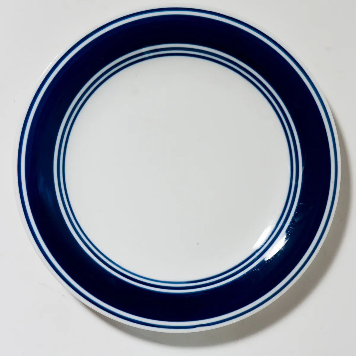 Mid-Century Scandinavian Navy Blue White Ceramic Dinner Plate