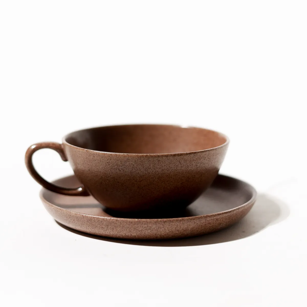 Artisan Brown Melamine Teacup Saucer Modern Minimalist Set