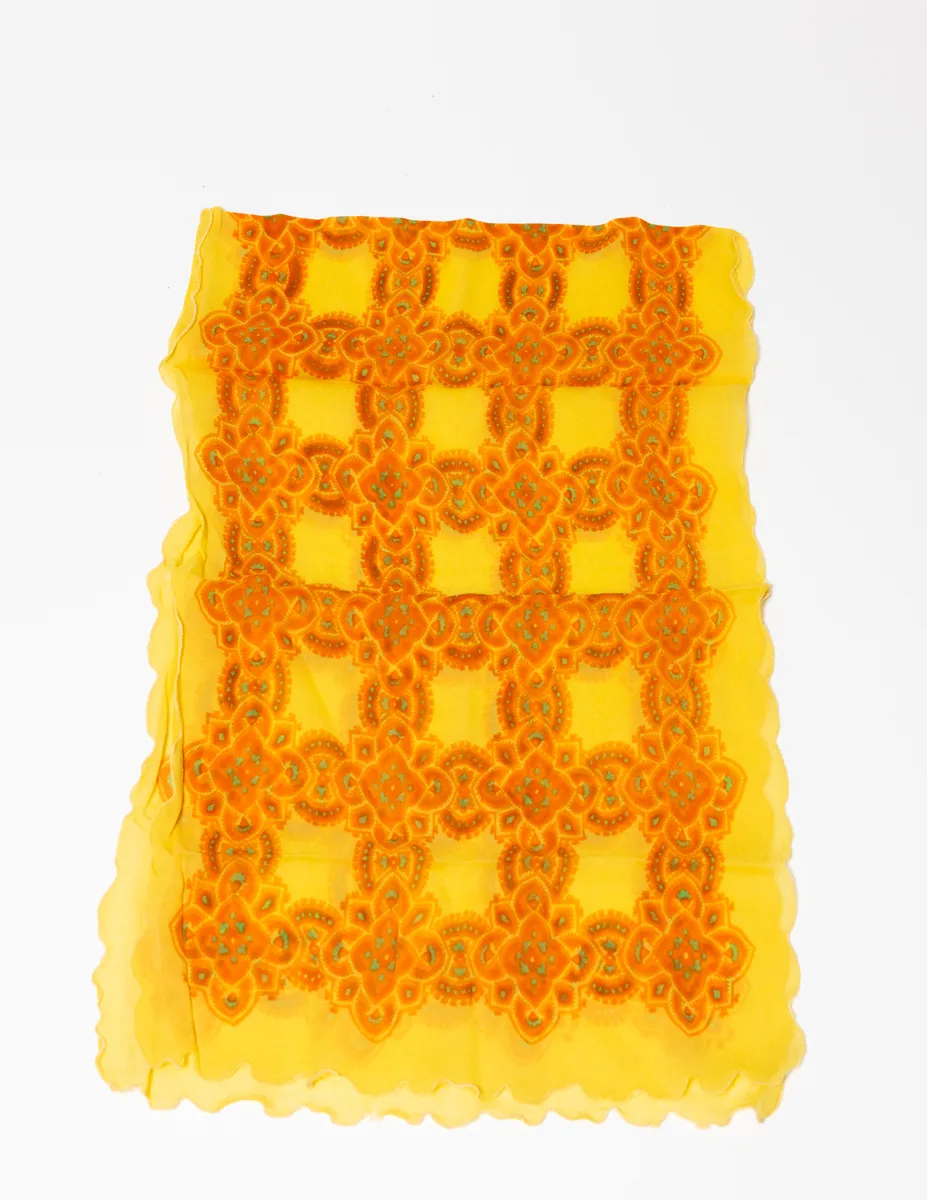 Yellow and Orange Shawl, Light Silver Fabric