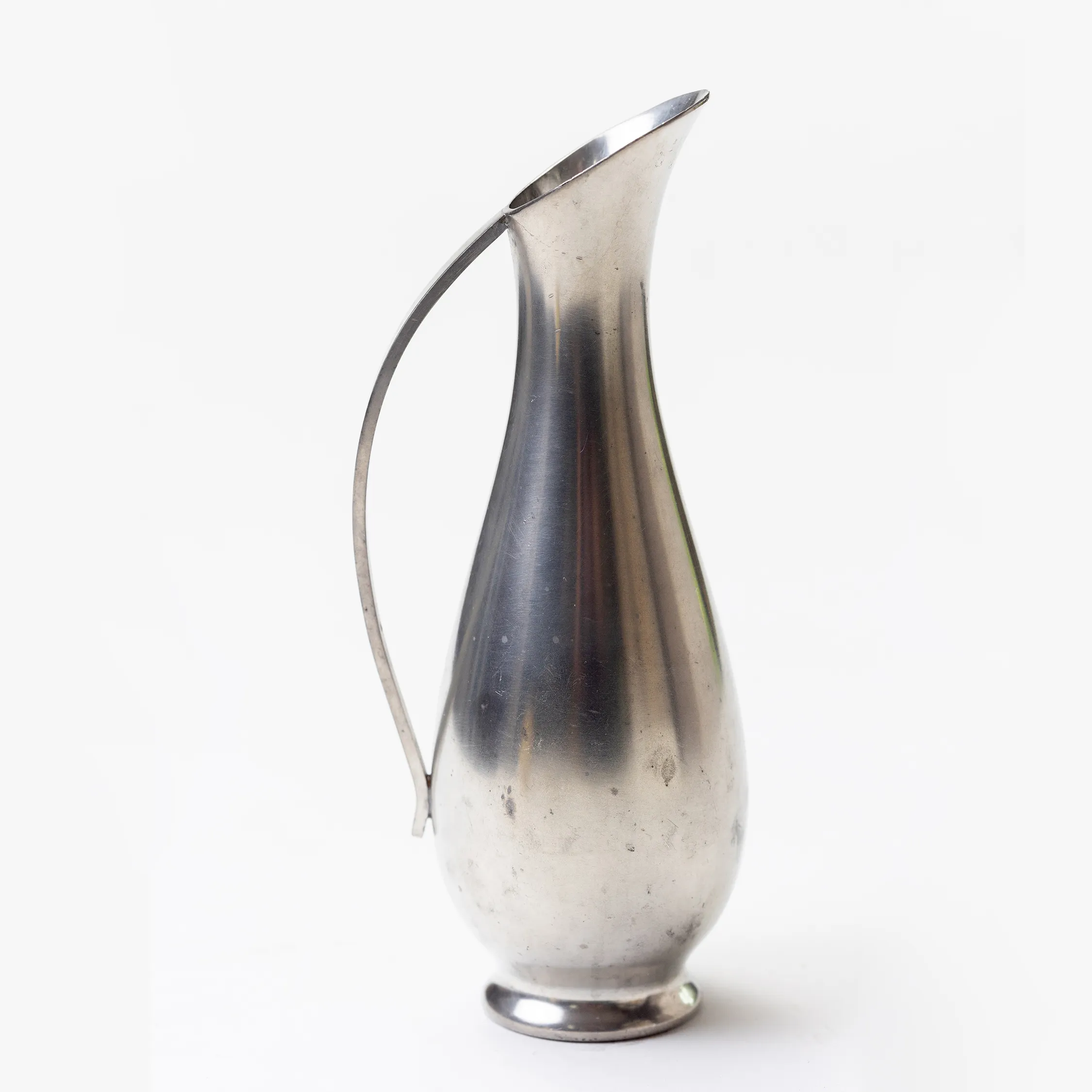 Tall Slender Silver Pitcher Bud Vase - 8" x 3.25"