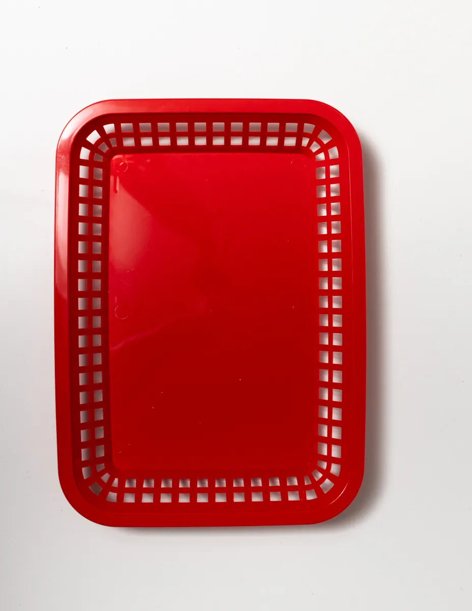 Fast Food Bright Red Rectangular Plastic Food Trays