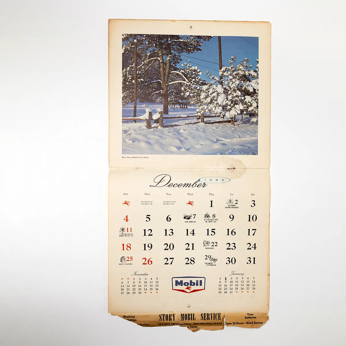 Vintage 1966 Mobil Company Calendar 