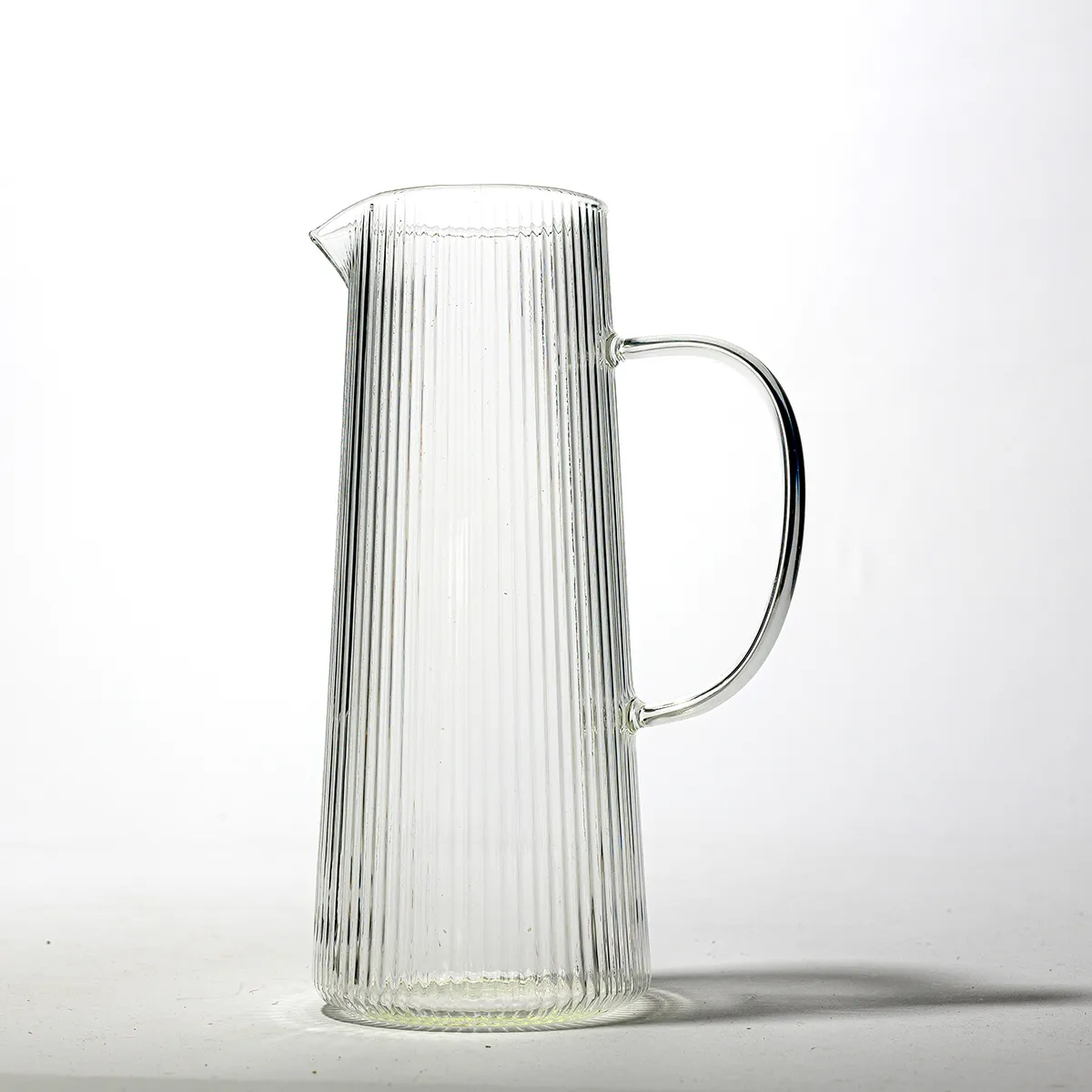Ribbed Clear Tapered Glass Pitcher Handle and Spout