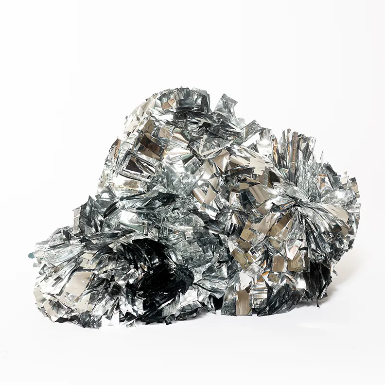 Silver Shiny Pom poms - 11" x 8"