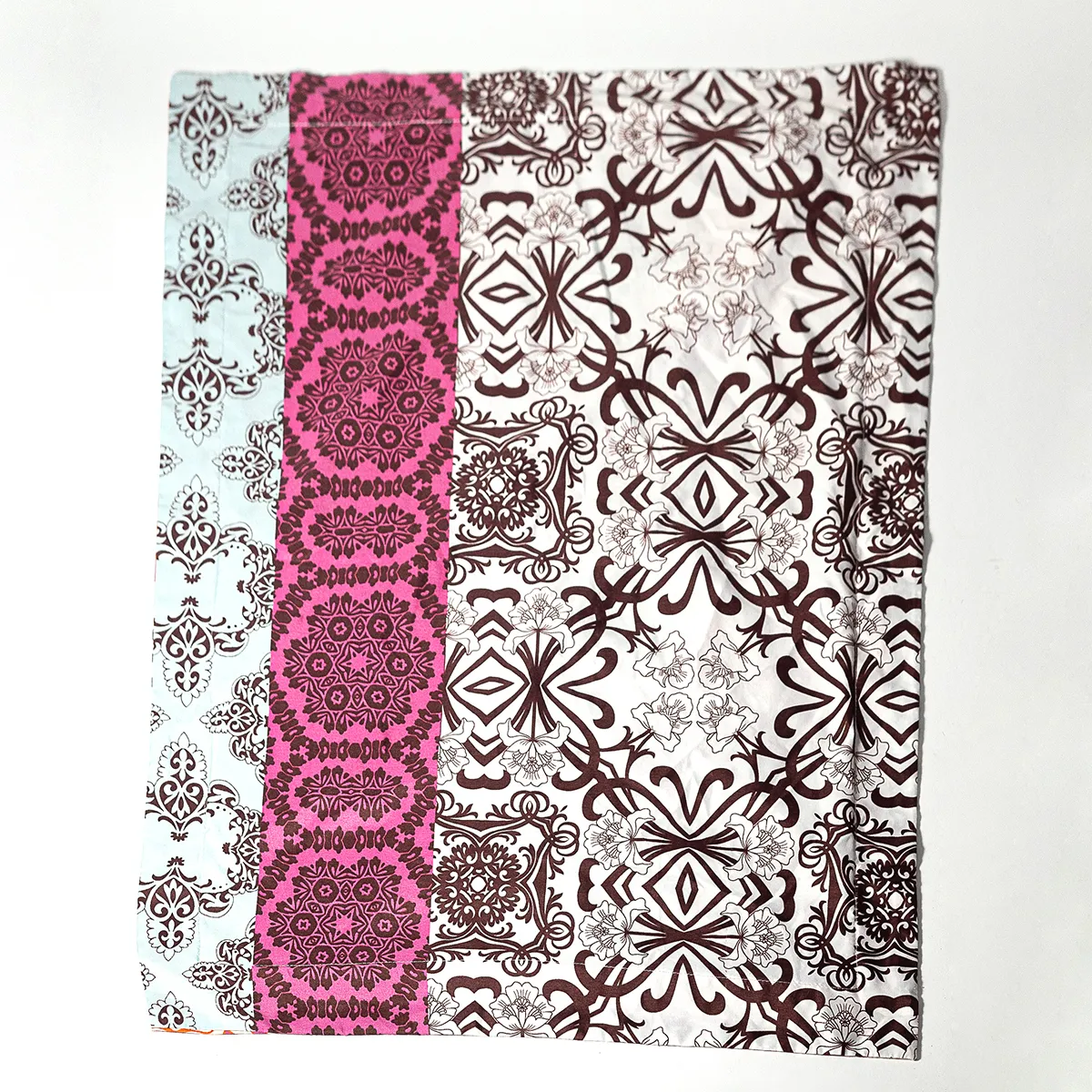 Cream, Pink, and Light Blue Pillow Sham, Cover, Case. Standard Size, reversable