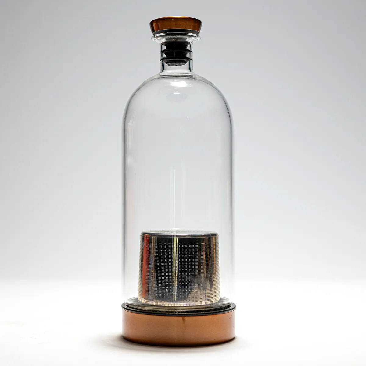 Clear Glass and Antique Brass Alkemista Alcohol Infuser - Ethan+Ashe Stainless Steel - Glass Infusion Bottle - Fine Filter