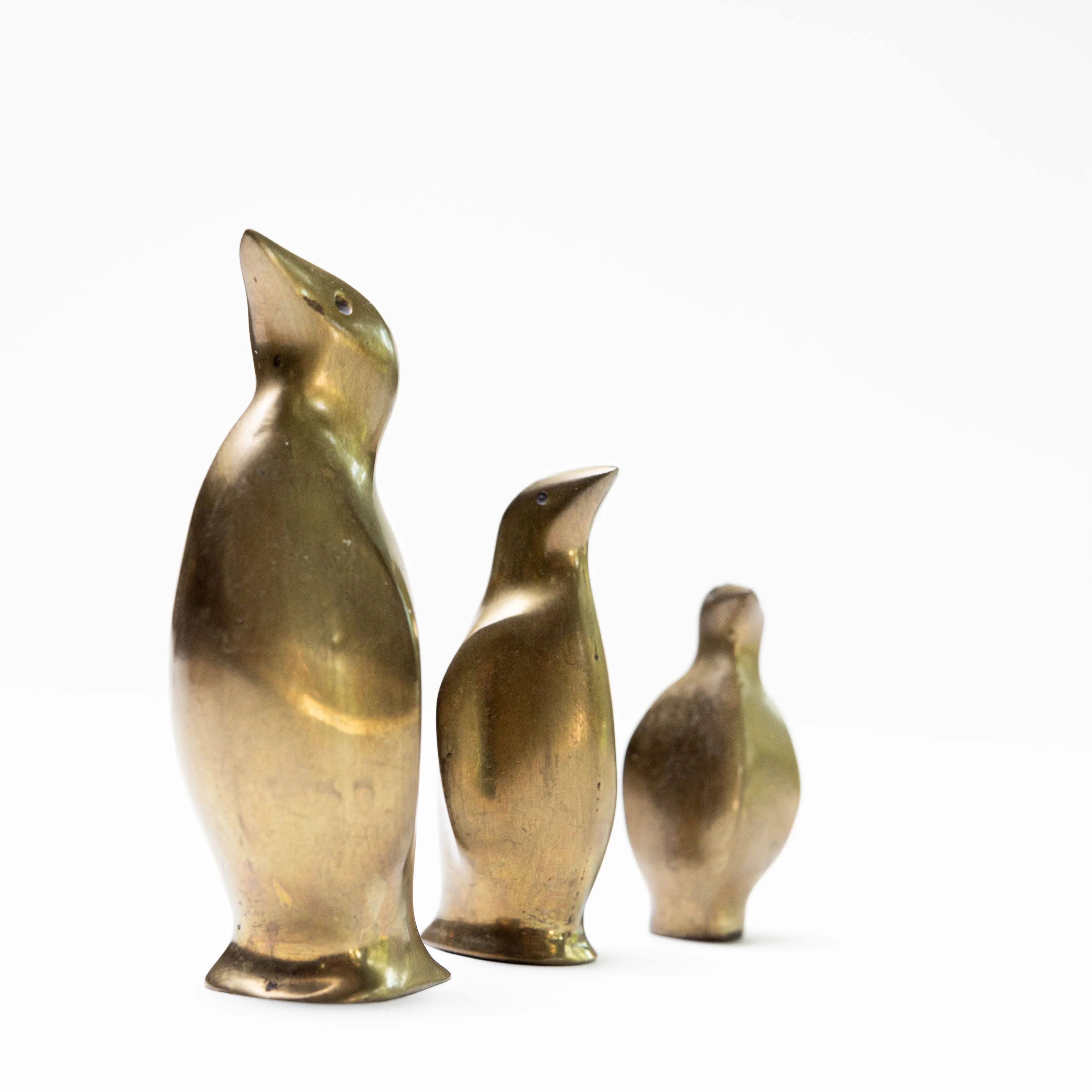 Trio of Solid Brass Penguins