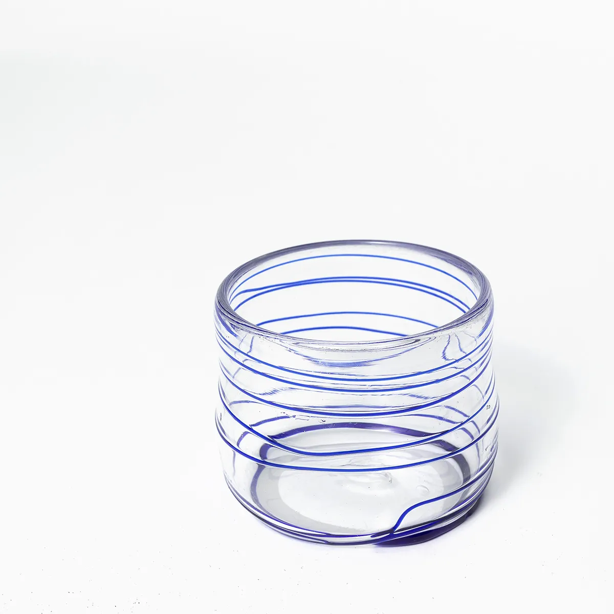 Pier One Blue Swirl Handblown Glass Votive or single drinking glass - 3.5" x 4"