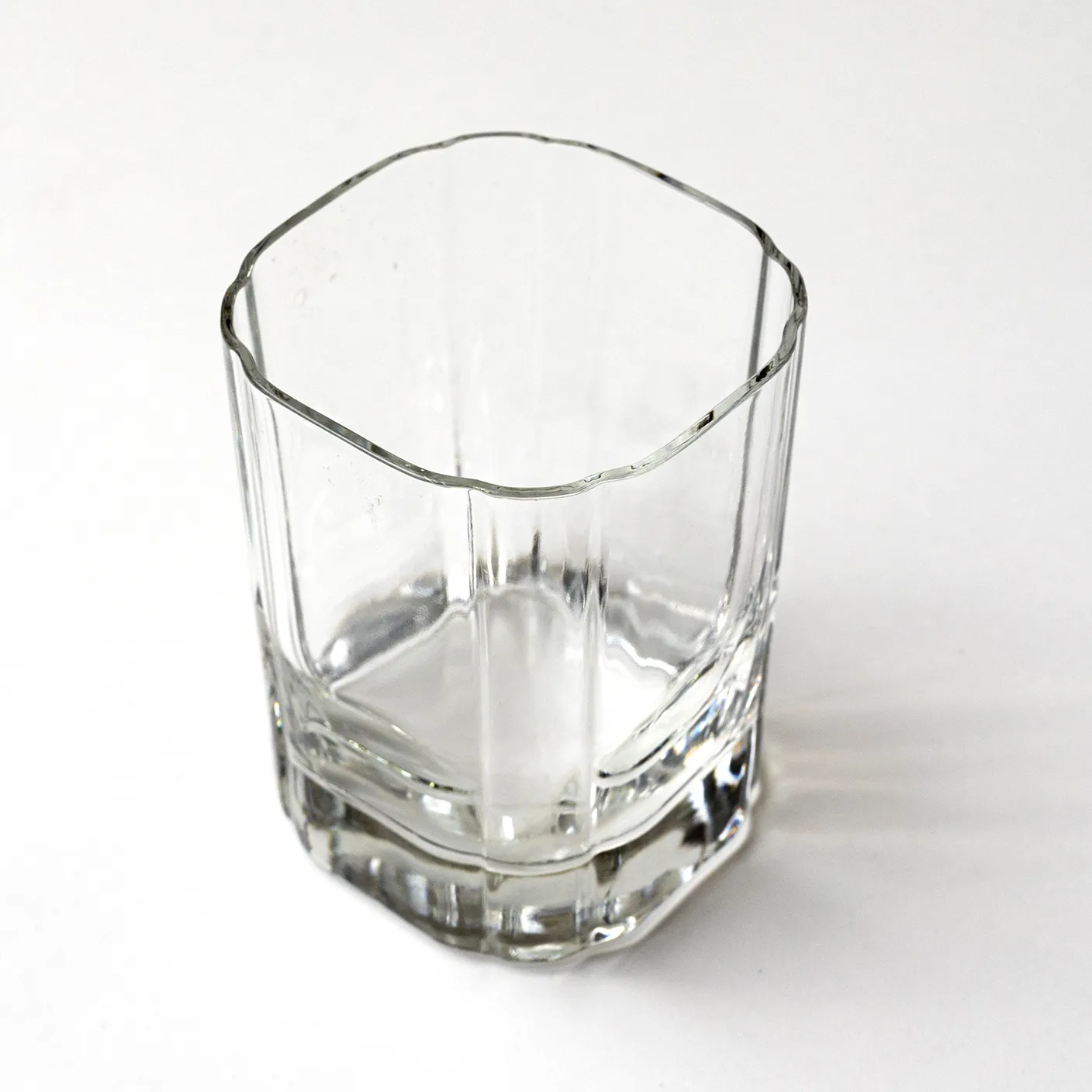 Set x 4 Barware Art Deco Scalloped Corners Rocks Glass - 3.75" x 2.75"