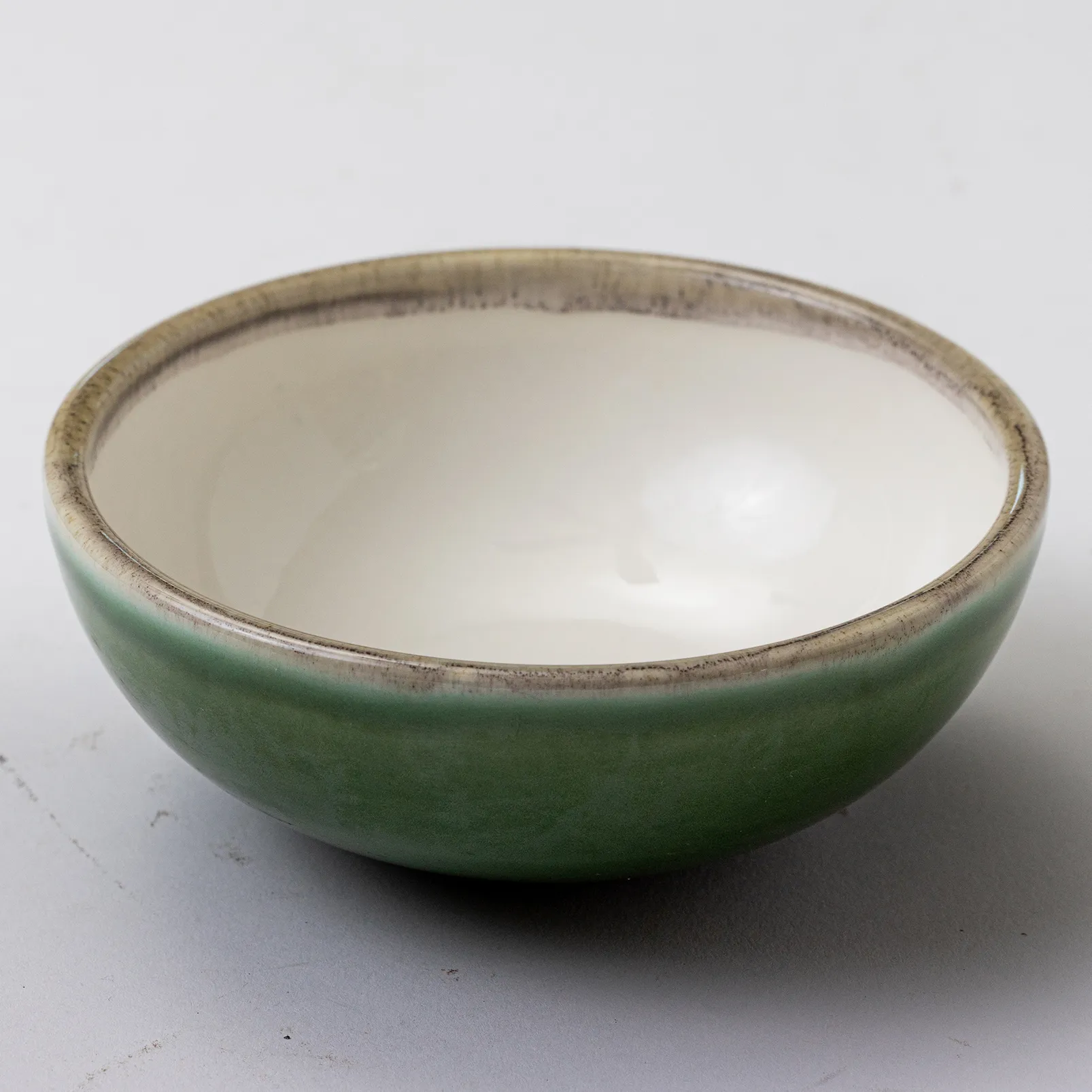 Ceramic Ramekin Green with White Interior-