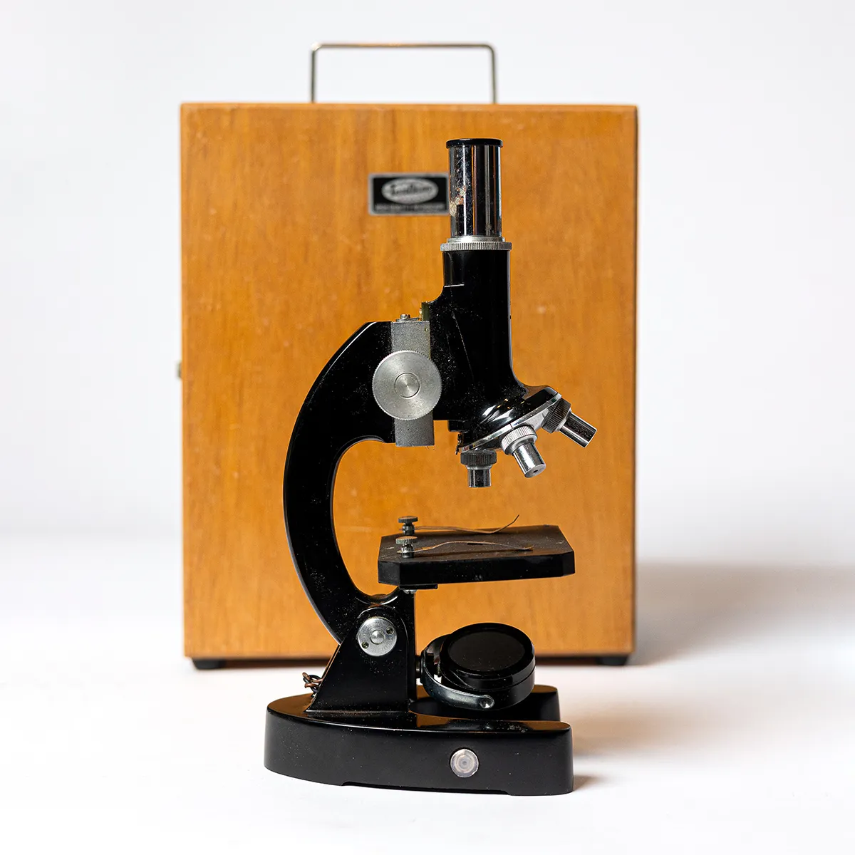 Education, Vintage TASCO DELUXE MICROSCOPE Wood Carrying Case, Student All Metal Microscope, Learning Toy, Home School