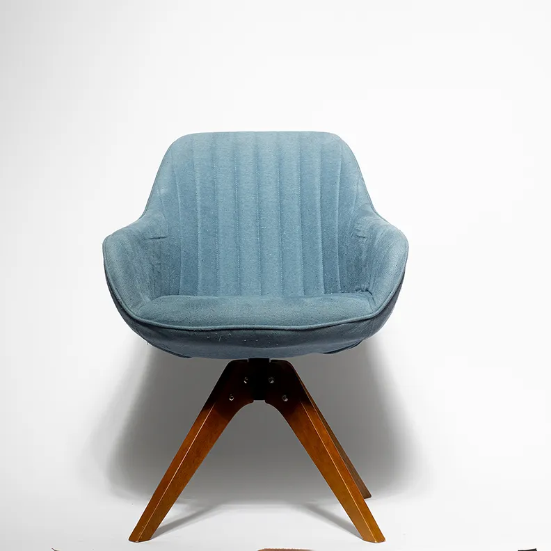 Mid Century Modern Swivel Chair Wood Legs - 33.5" x 22.75"