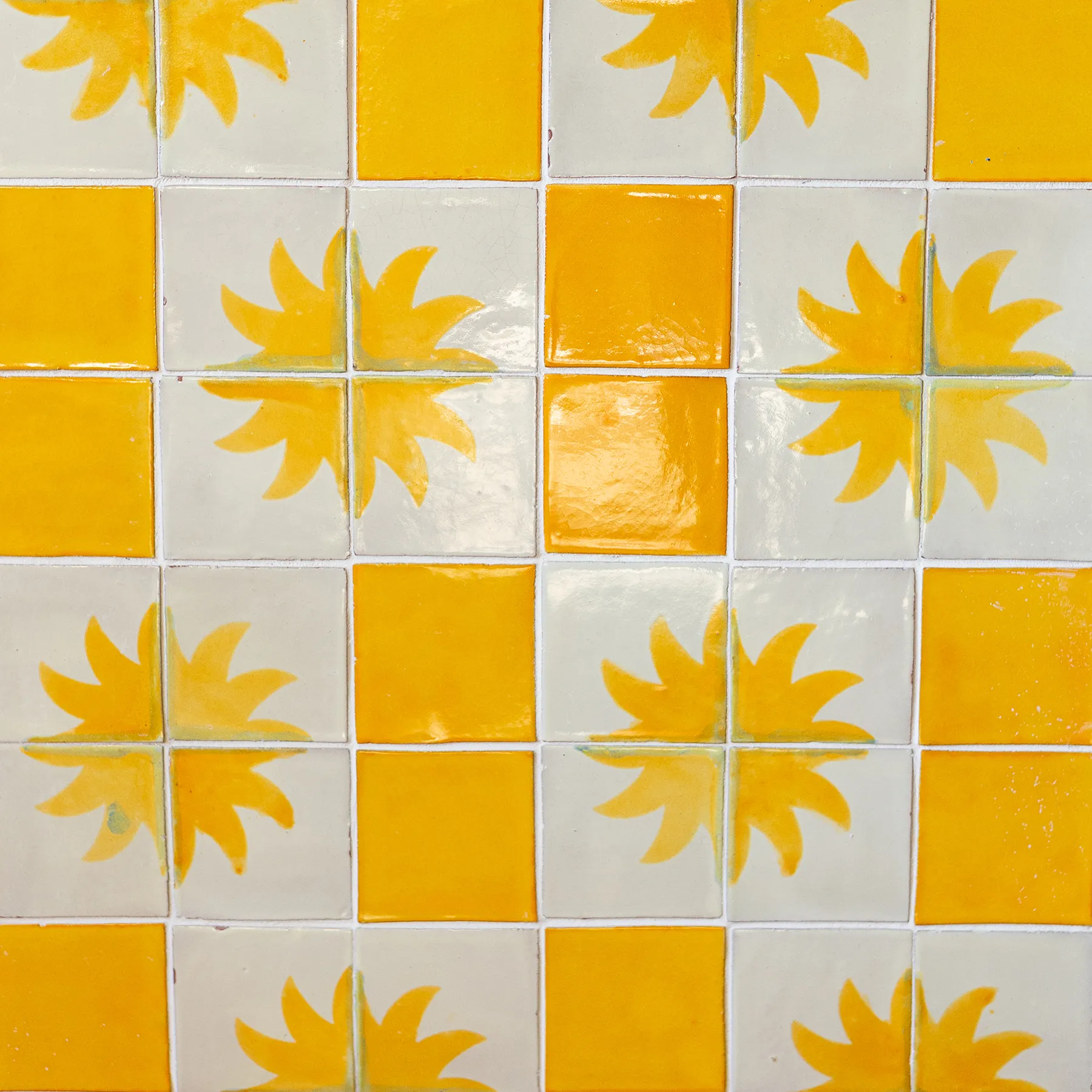 Bright Yellow Rectangular Vintage Clay Talavera Tile Backdrop