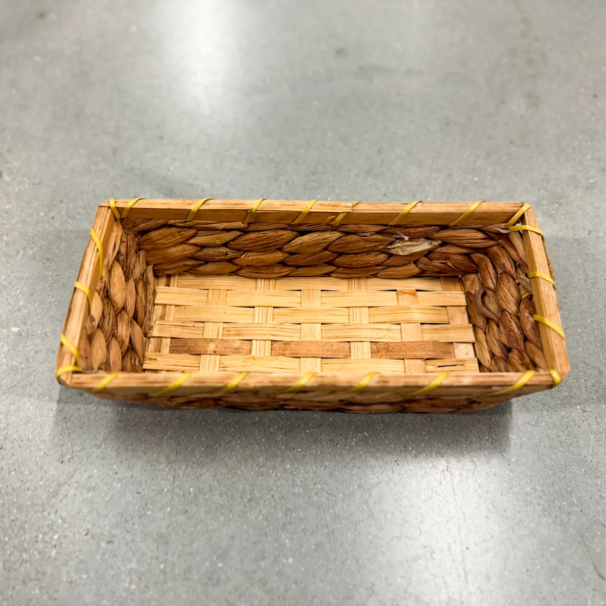 Small Tan Rectangular Woven Basket