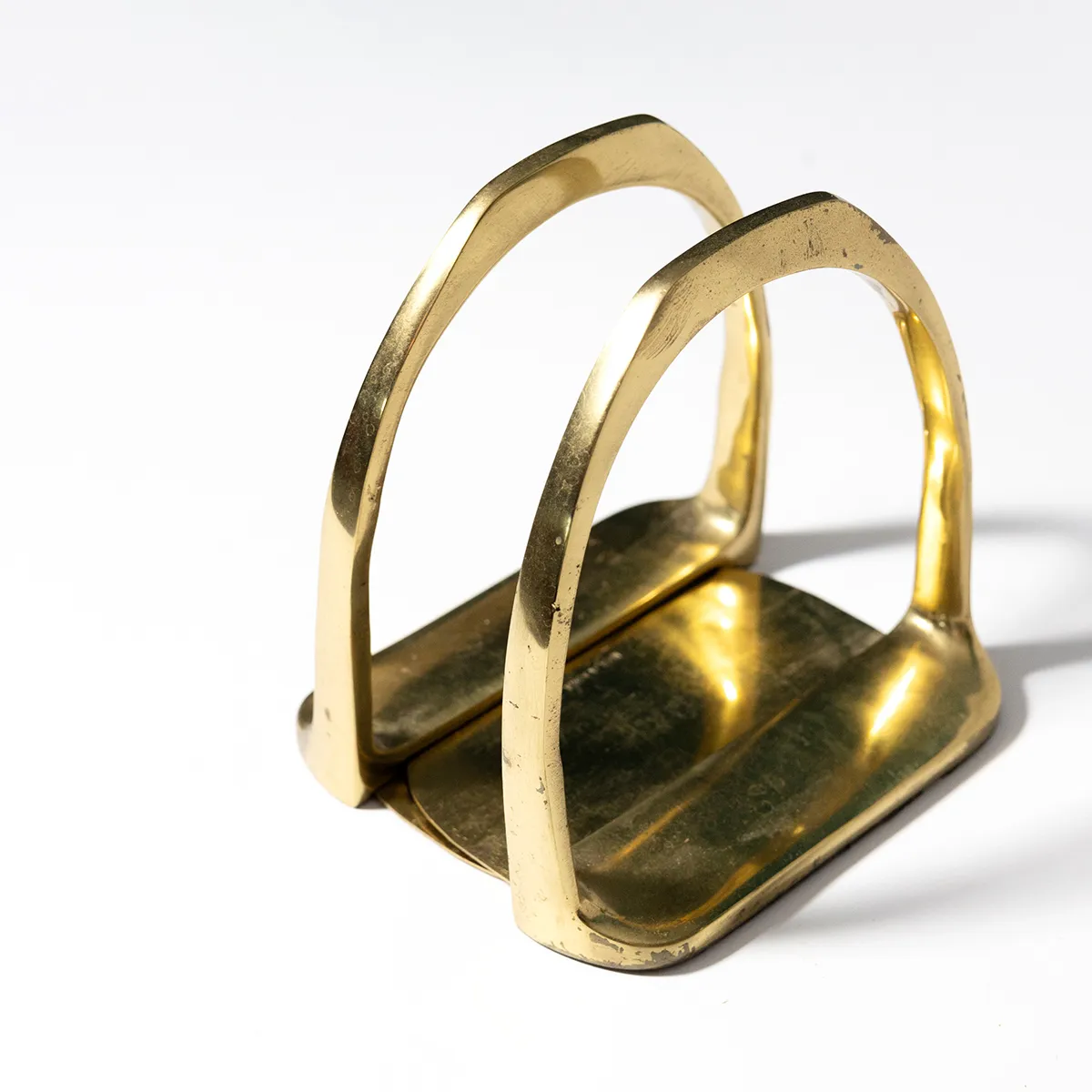 Vintage English Country Brass Horse Stirrups 5.5" Bookends Equestrian Country