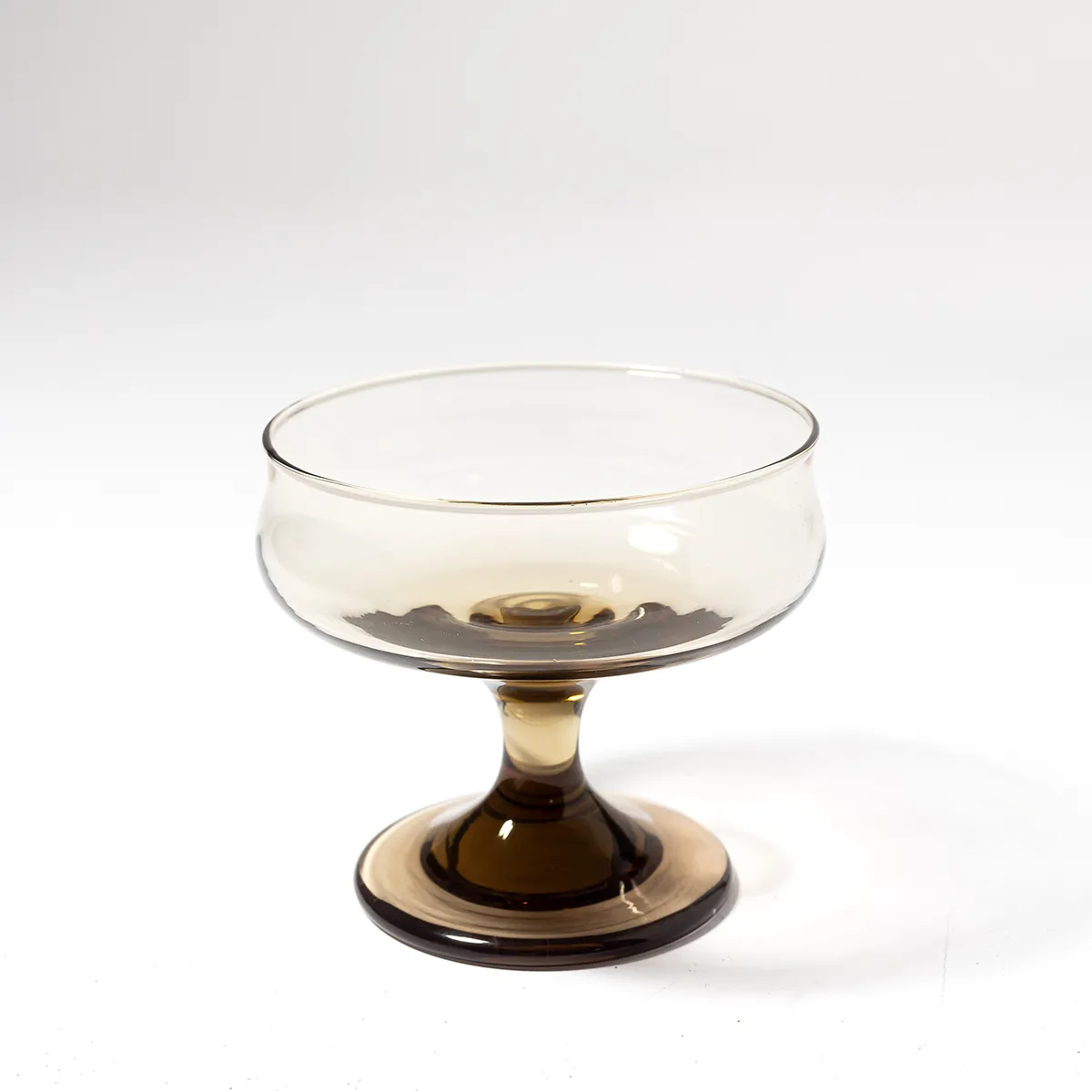 Vintage Smoky Black Brown Dessert Compote Fruit Cup - 3.25" x 3.75"