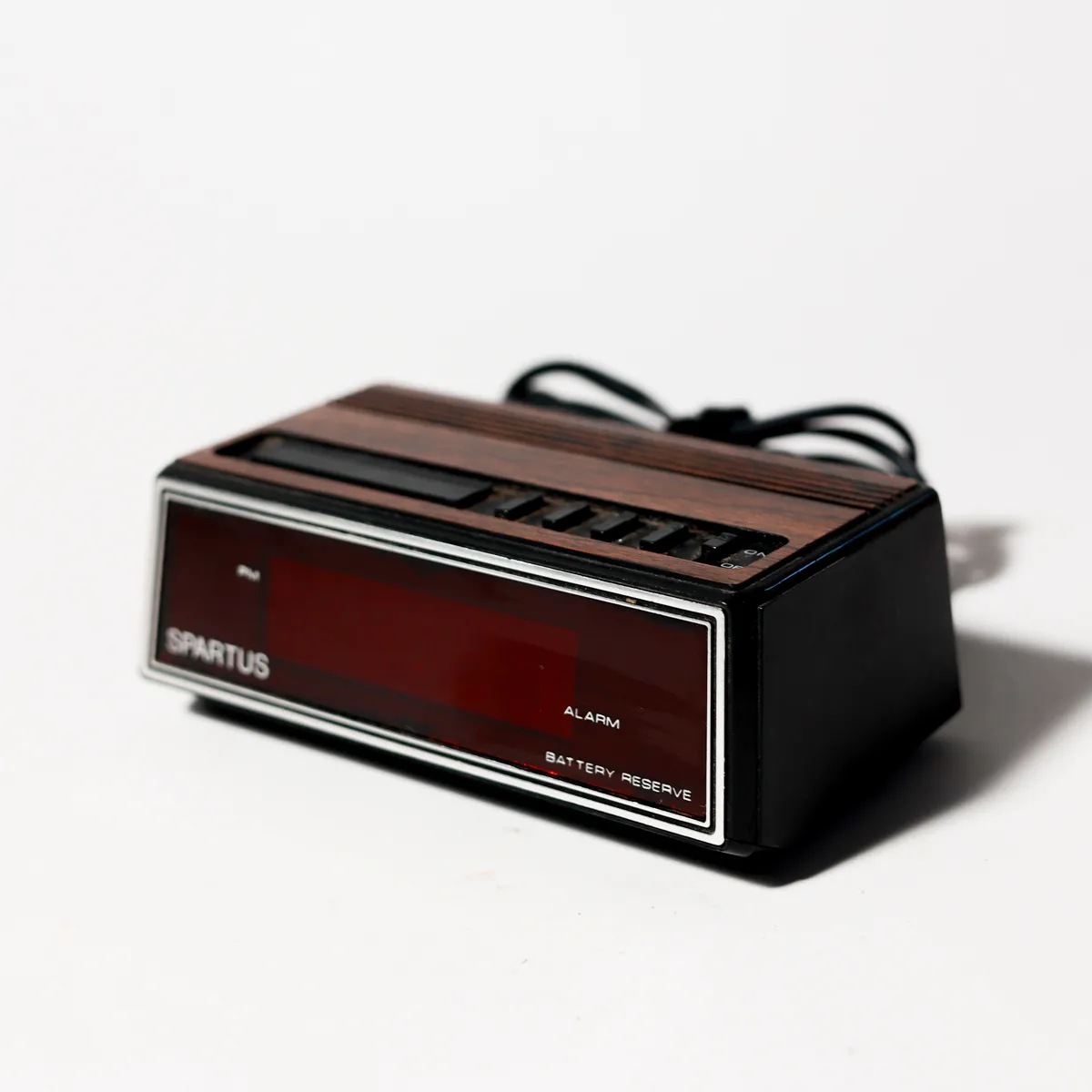 Vintage Spartus Wood Grain LED Digital Alarm Clock