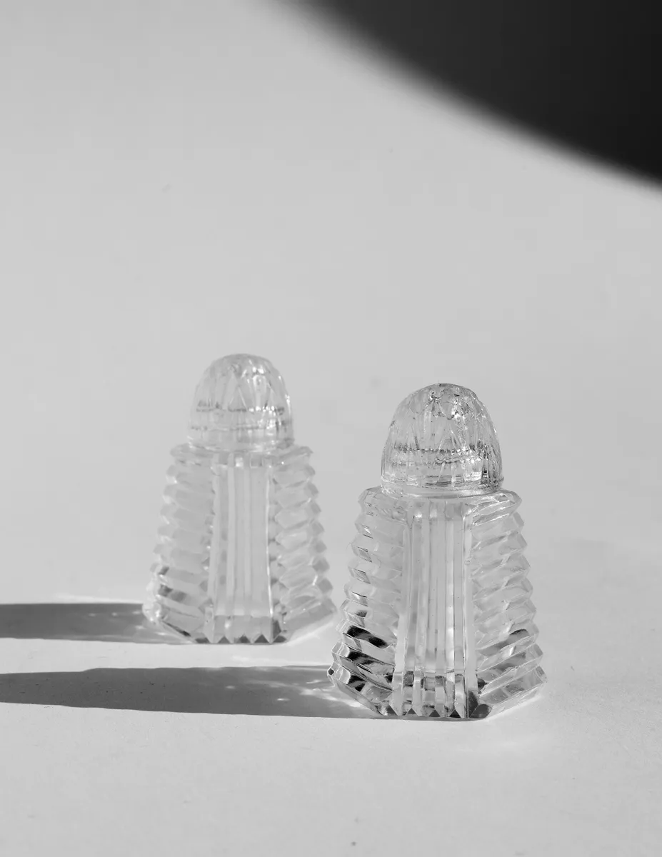 Pressed Glass Miniature Salt and Pepper Shakers